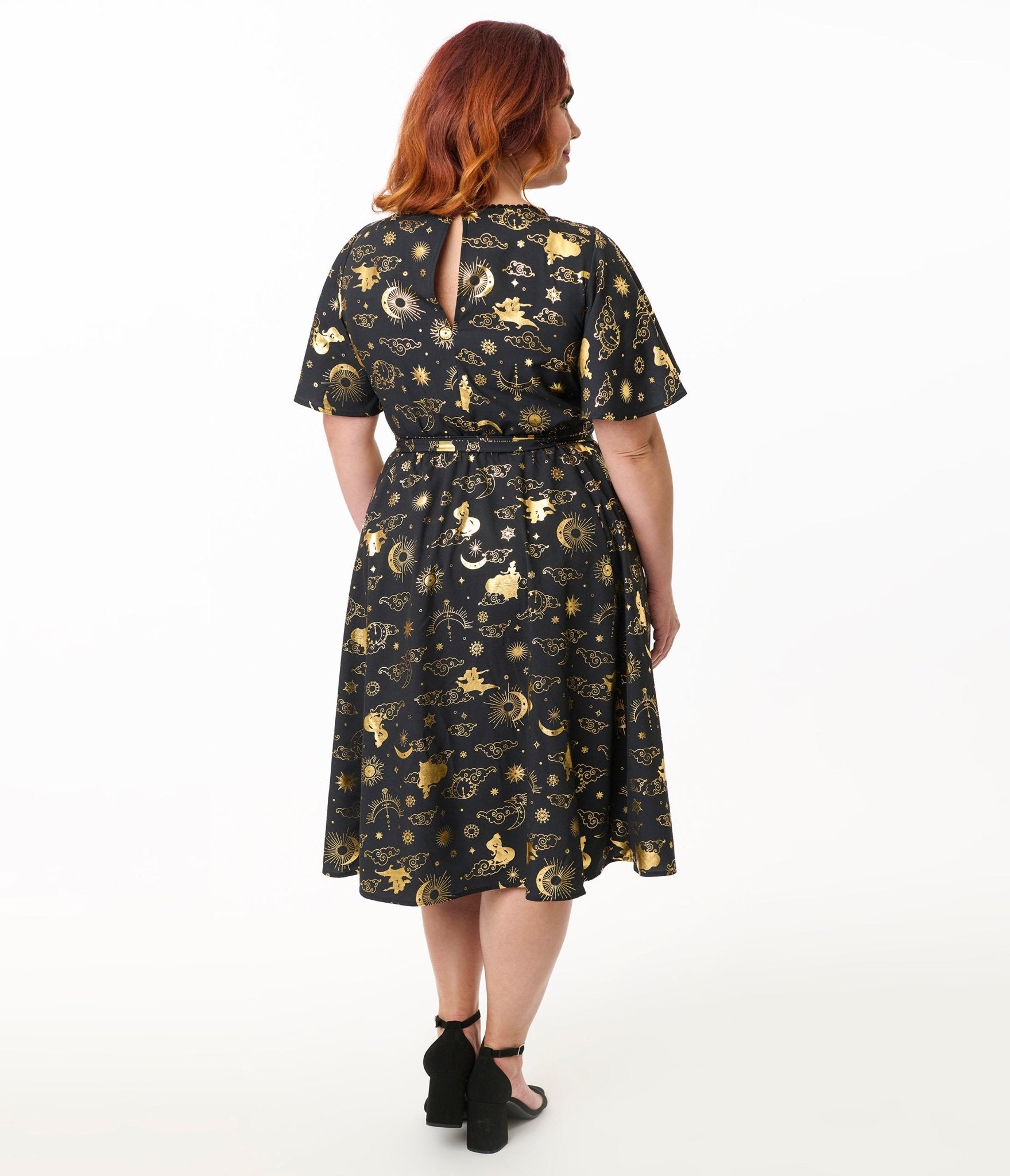 Disney Princess Collection by Unique Vintage Plus Size Gold Princess Celestial Swing Dress - Unique Vintage - Womens, DRESSES