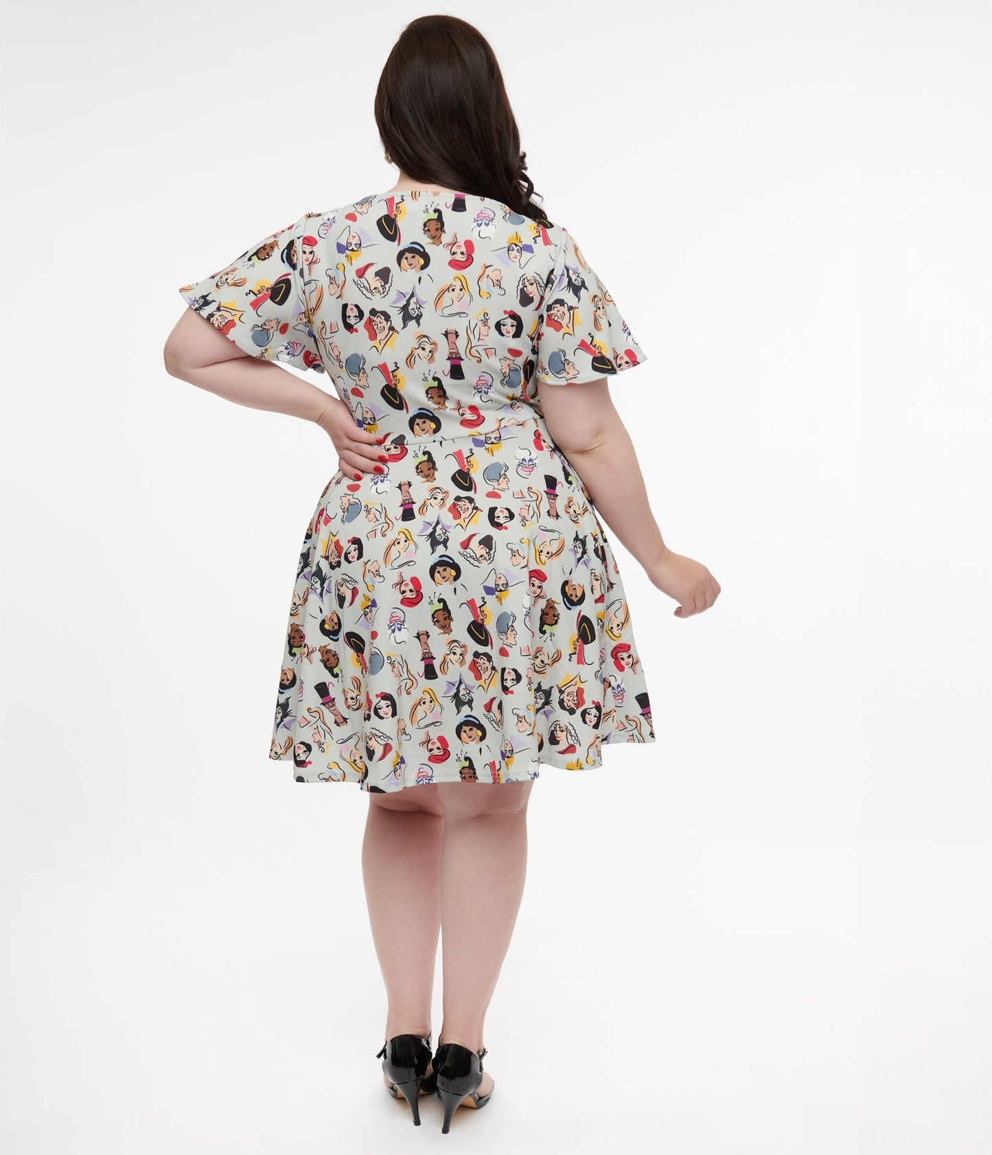 Disney Princess Collection by Unique Vintage Plus Grey Princess & Villian Fit & Flare Dress - Unique Vintage - Womens, DRESS