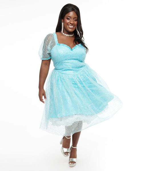 Disney Princess collection by Unique Vintage Plus Size Blue Sequin Mes