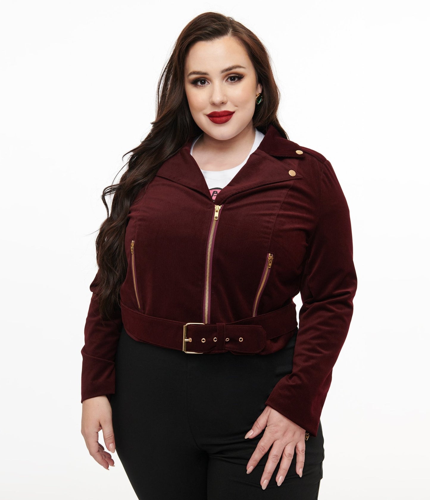 Disney The Nightmare Before Christmas by Unique Vintage Plus Size Burgundy Velvet Jacket - Unique Vintage - Womens, OUTERWEAR