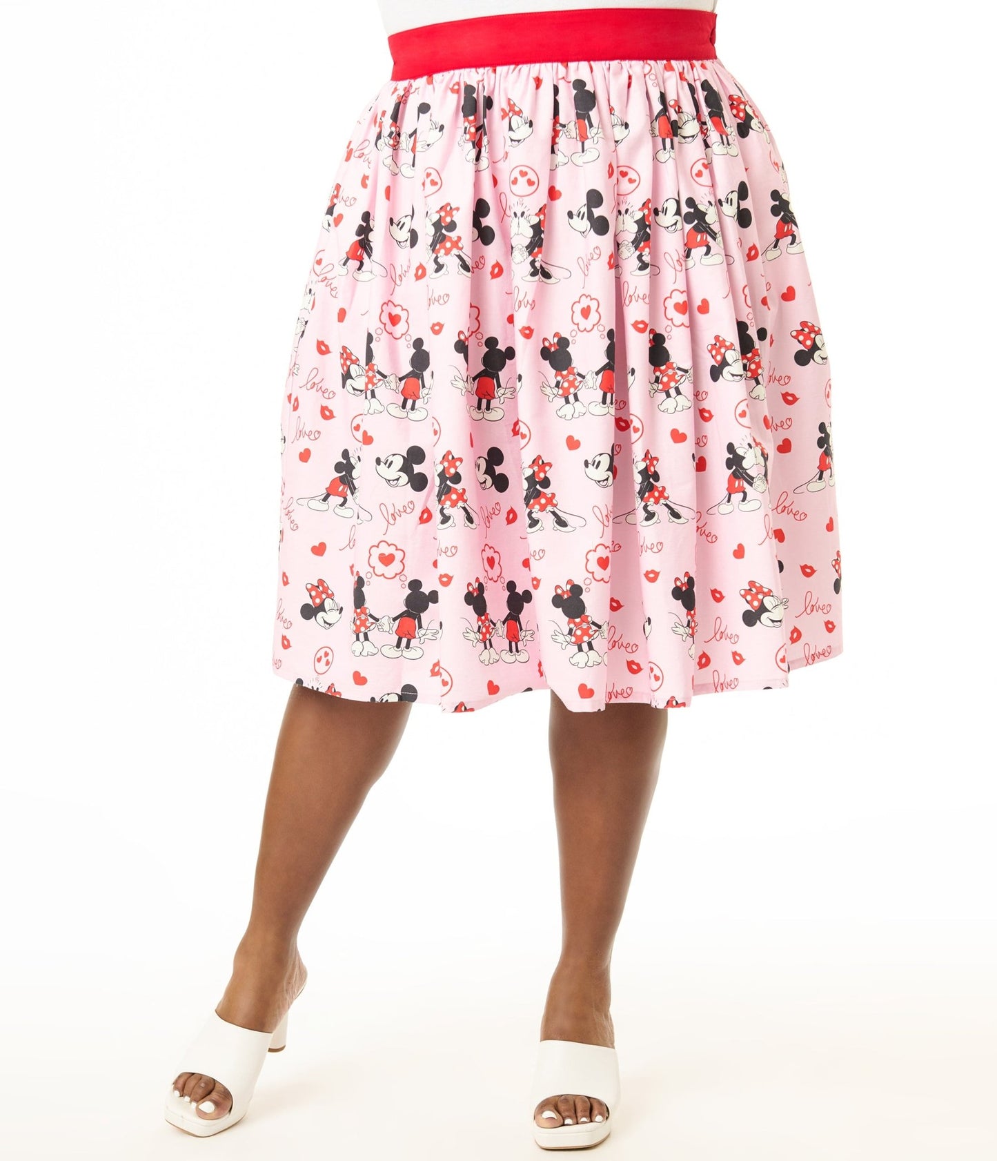 Disney Valentine Collection by Unique Vintage Plus Valentine Mickey & Minnie Cotton Skirt - Unique Vintage - Womens, BOTTOMS