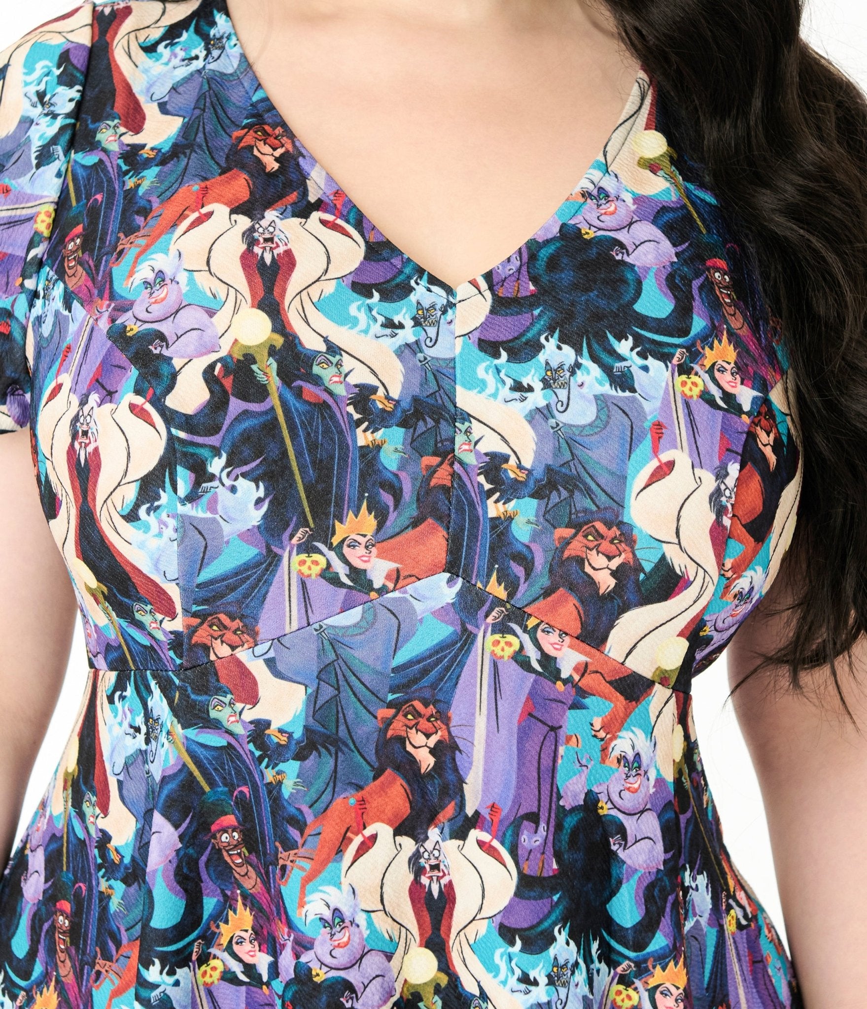 Disney Villains Collection by Unique Vintage Plus Size Villain Print Flare Dress - Unique Vintage - Womens, DRESSES, FIT AND FLARE