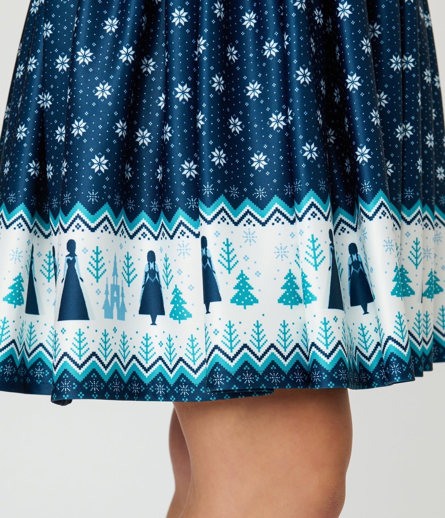 Disney's Frozen Collection by Unique Vintage Fair Isle Border Print Stephanie Flare Dress - Unique Vintage - Womens, DRESSES, FIT AND FLARE
