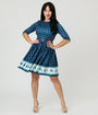 Disney's Frozen Collection by Unique Vintage Fair Isle Border Print Stephanie Flare Dress