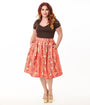 Disney's Lilo & Stitch Collection by Unique Vintage Plus Size Orange & Yellow Hawaiian Print Swing Skirt