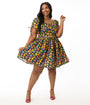 Disney's Lilo & Stitch Collection by Unique Vintage Plus Size Stitch & Fruit Print Swing Dress