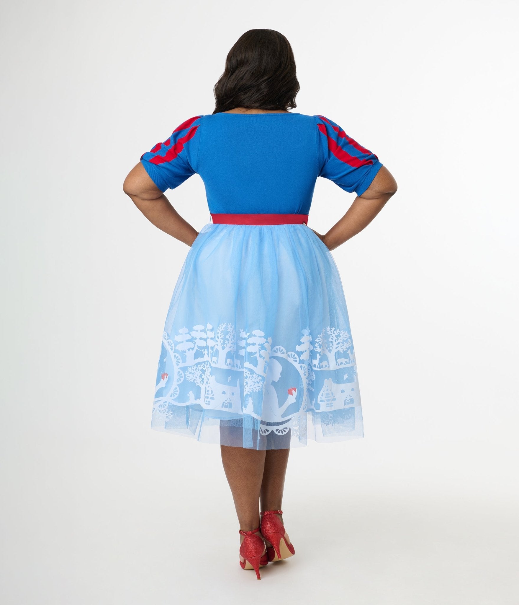 Disney's Snow White Collection by Unique Vintage Plus Size Baby Blue Flocked Tulle Ballerina Skirt - Unique Vintage - SKIRTS