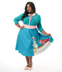 Disney's The Lady & The Tramp Collection by Unique Vintage Plus Size Teal Bella Notte Swing Skirt