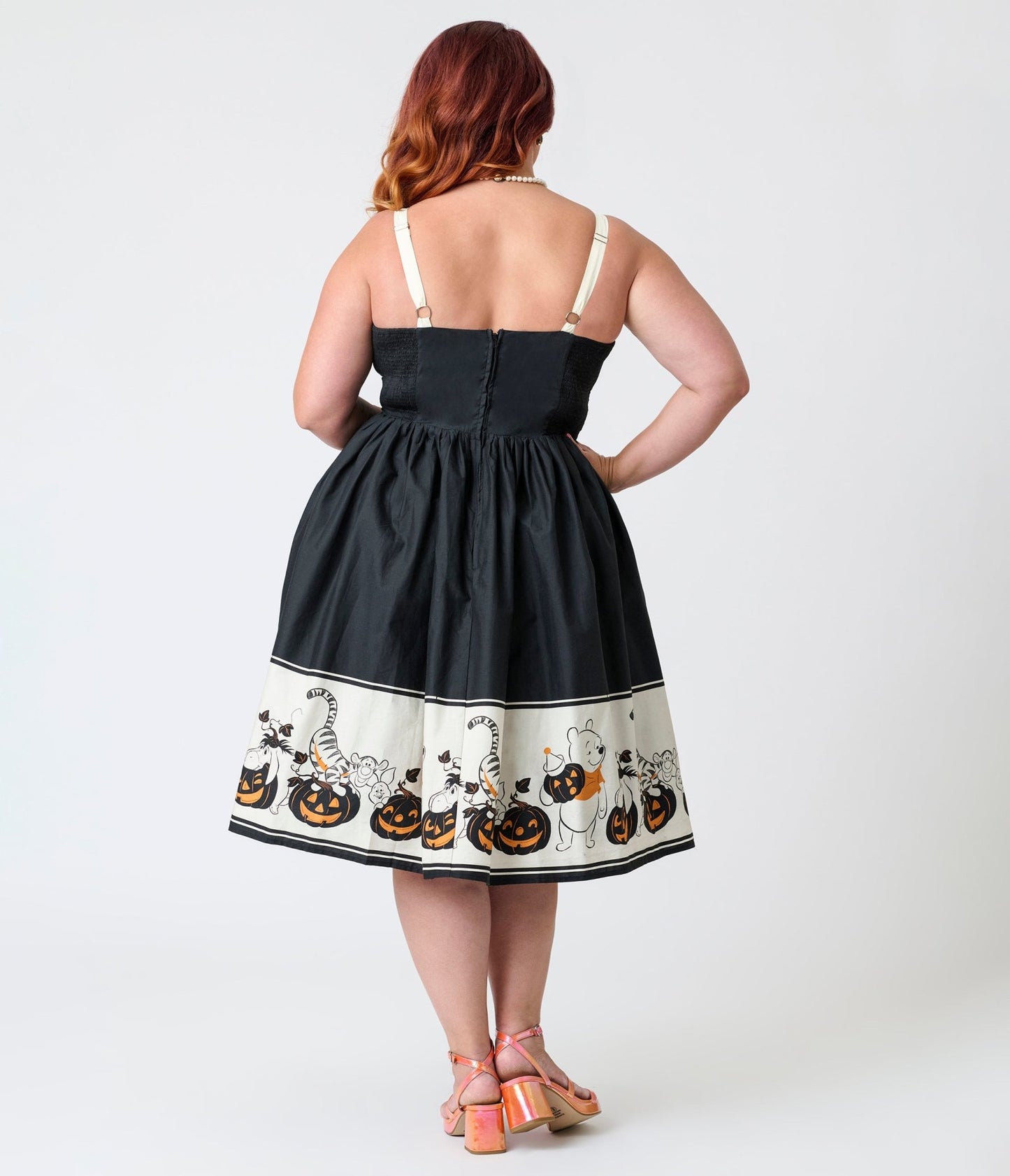 Disney's Winnie The Pooh Collection by Unique Vintage Plus Size Pooh & Tigger Halloween Pumpkin Print Cotton Swing Dress - Unique Vintage - Womens, DRESSES, SWING