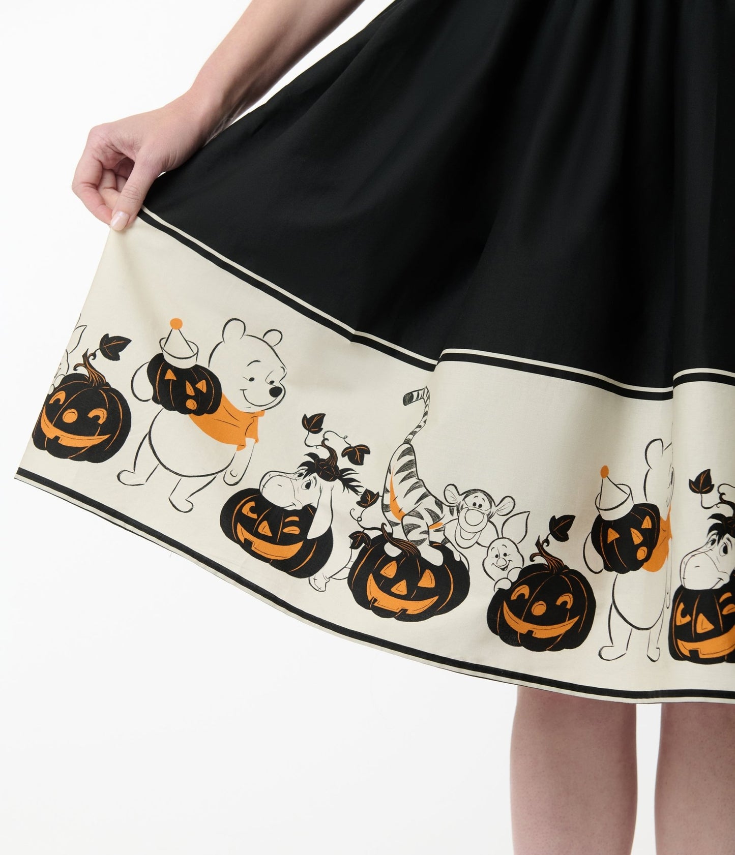 Disney's Winnie The Pooh Collection by Unique Vintage Pooh & Tigger Halloween Pumpkin Print Cotton Swing Dress - Unique Vintage - Womens, DRESSES, SWING
