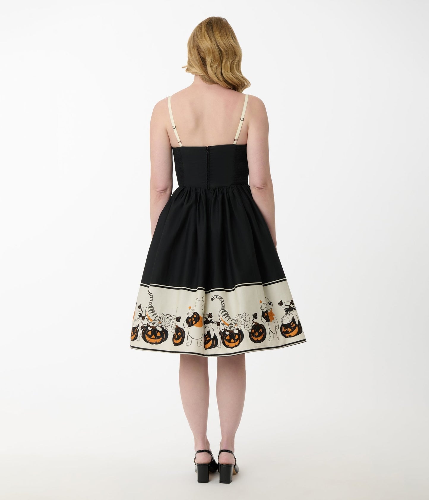 Disney's Winnie The Pooh Collection by Unique Vintage Pooh & Tigger Halloween Pumpkin Print Cotton Swing Dress - Unique Vintage - Womens, DRESSES, SWING
