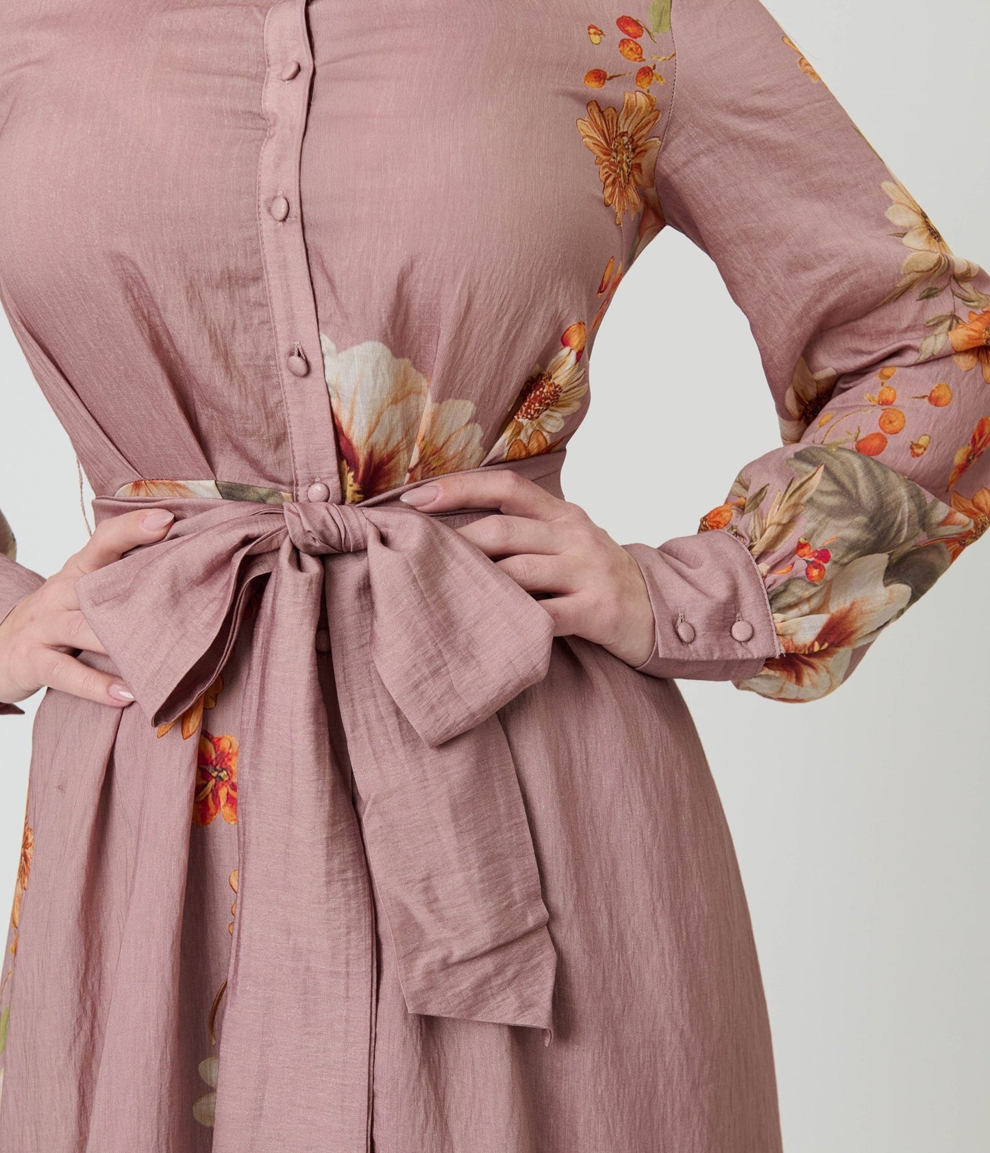 Dusty Rose Floral Maxi Dress - Unique Vintage - Womens, DRESSES, MIDI