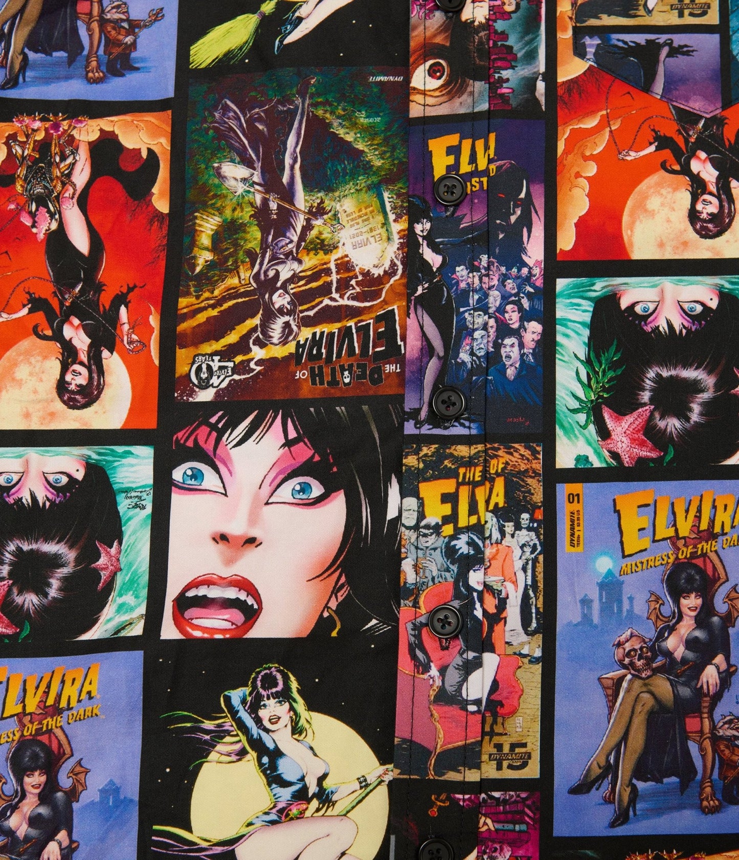 Elvira x Unique Vintage Elvira Comic Mens Shirt - Unique Vintage - Mens, TOPS, WOVEN TOPS