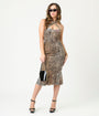 Elvira x Unique Vintage Leopard Print Elvira Signature Velvet Pencil Dress
