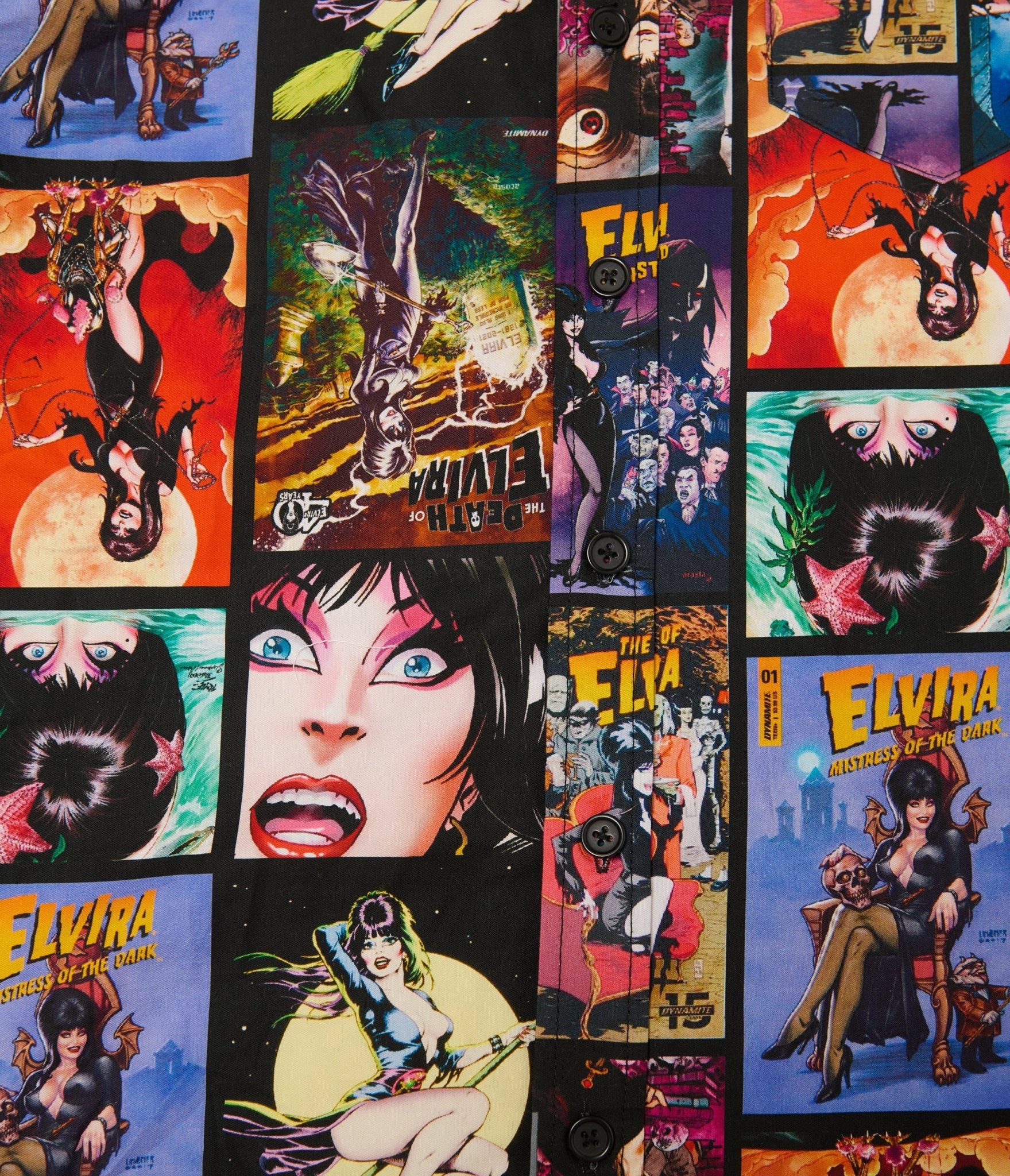 Elvira x Unique Vintage Plus Size Elvira Comic Mens Shirt - Unique Vintage - Mens, TOPS, WOVEN TOPS