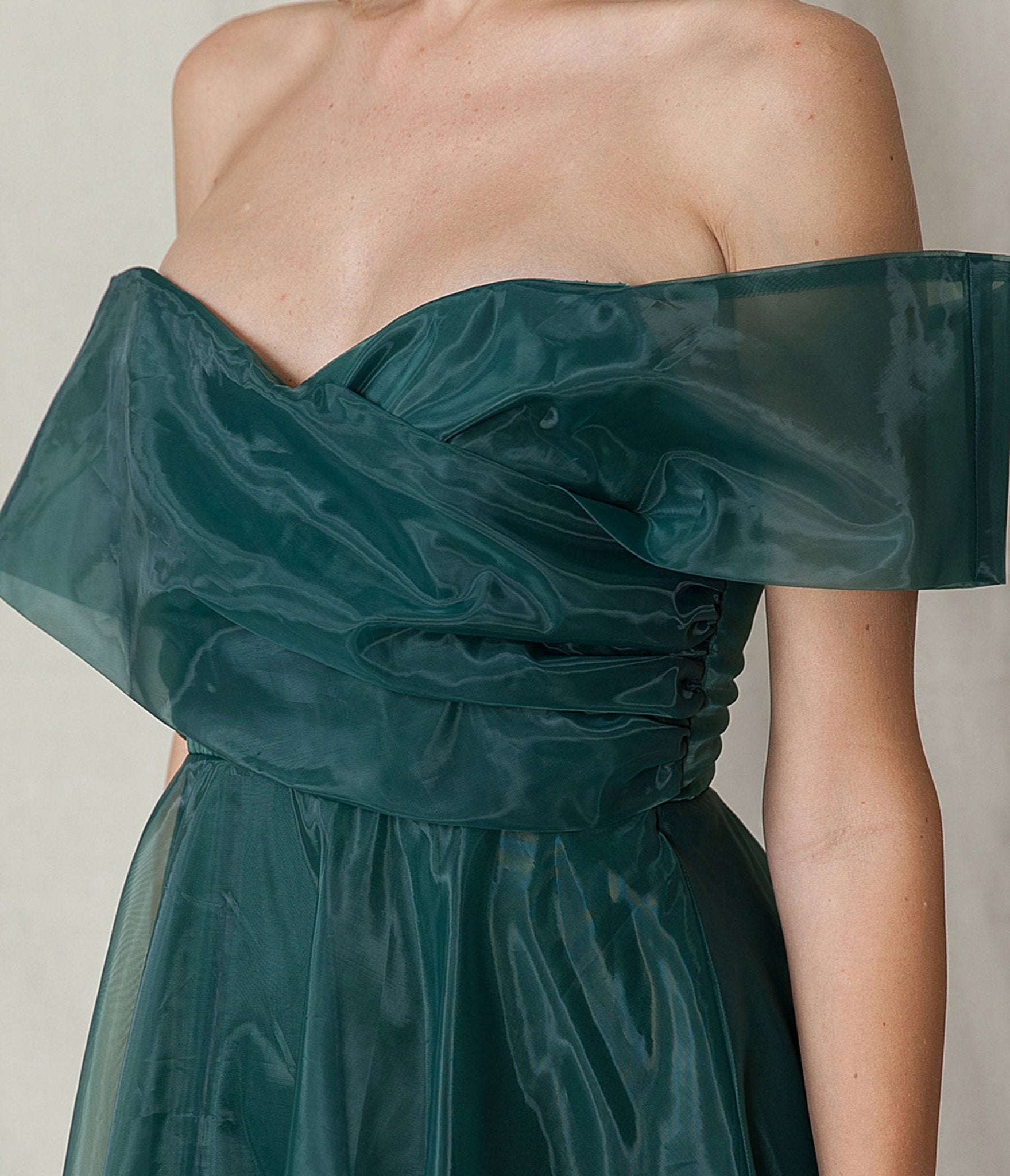 Emerald Off the Shoulder Midi Dress - Unique Vintage - Womens, DRESSES, A - LINE