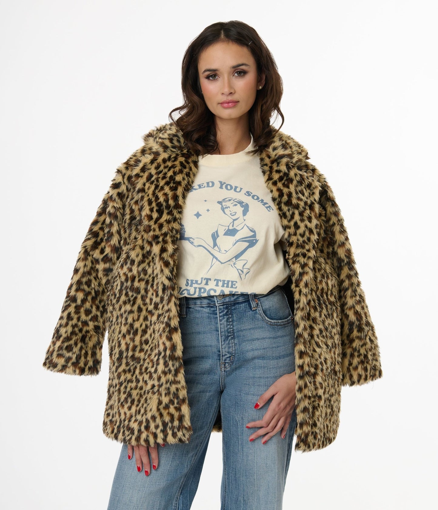 Faux Fur Leopard Print Jacket - Unique Vintage - Womens, TOPS, OUTERWEAR