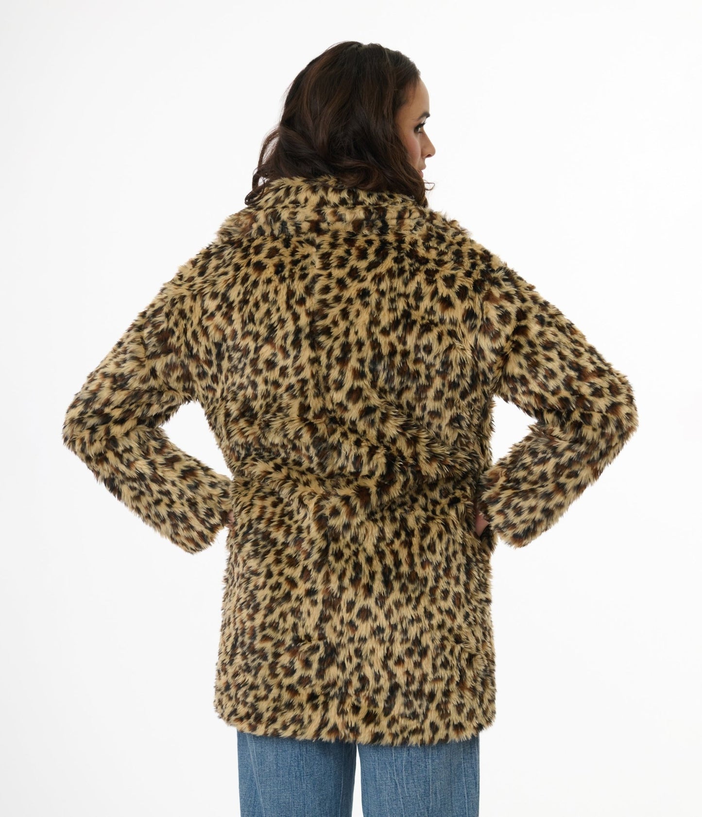 Faux Fur Leopard Print Jacket - Unique Vintage - Womens, TOPS, OUTERWEAR
