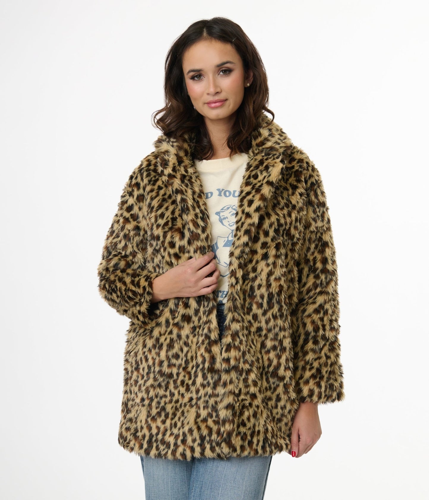 Faux Fur Leopard Print Jacket - Unique Vintage - Womens, TOPS, OUTERWEAR