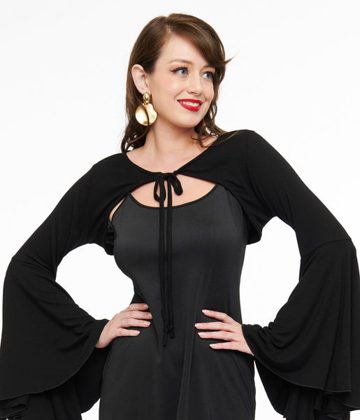 Foxblood Black Bell Sleeve Bolero – Unique Vintage