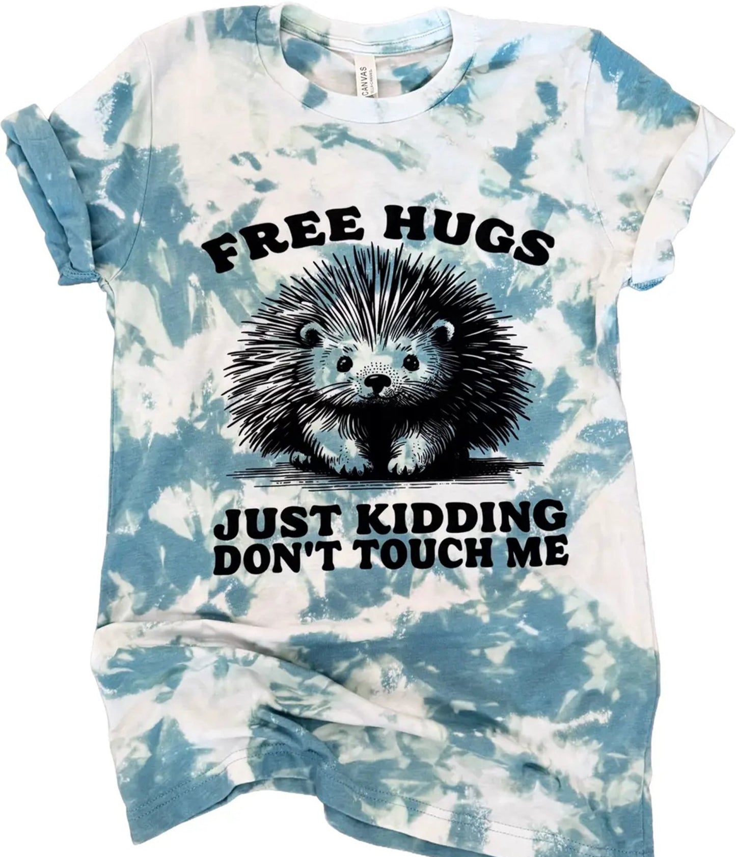 Free Hugs Just Kidding Porcupine Tie - Dye Tee - Unique Vintage - Womens, TOPS, SHIRTS