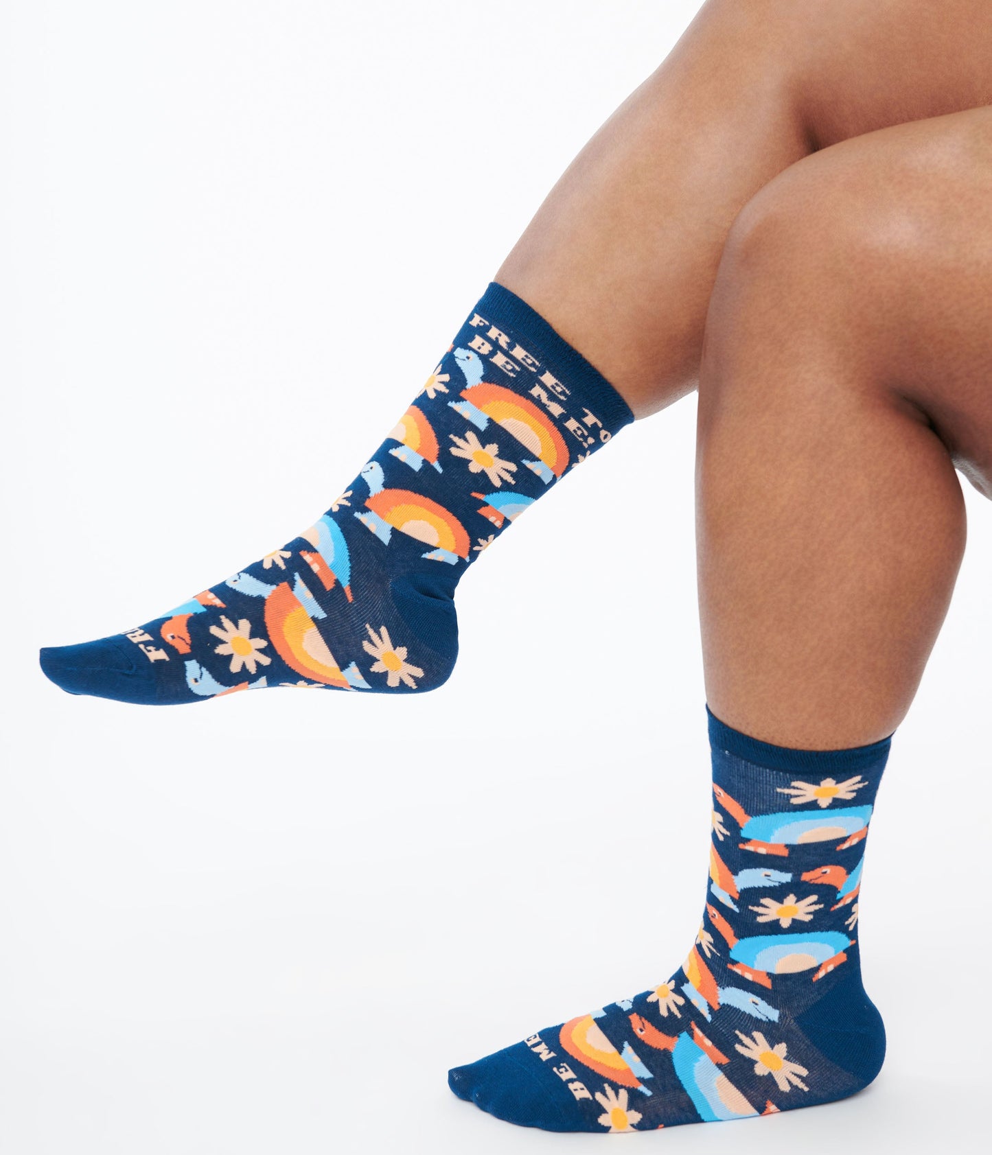 Free to Be Me Rainbow Crew Socks - Unique Vintage - Womens, ACCESSORIES, HOSIERY