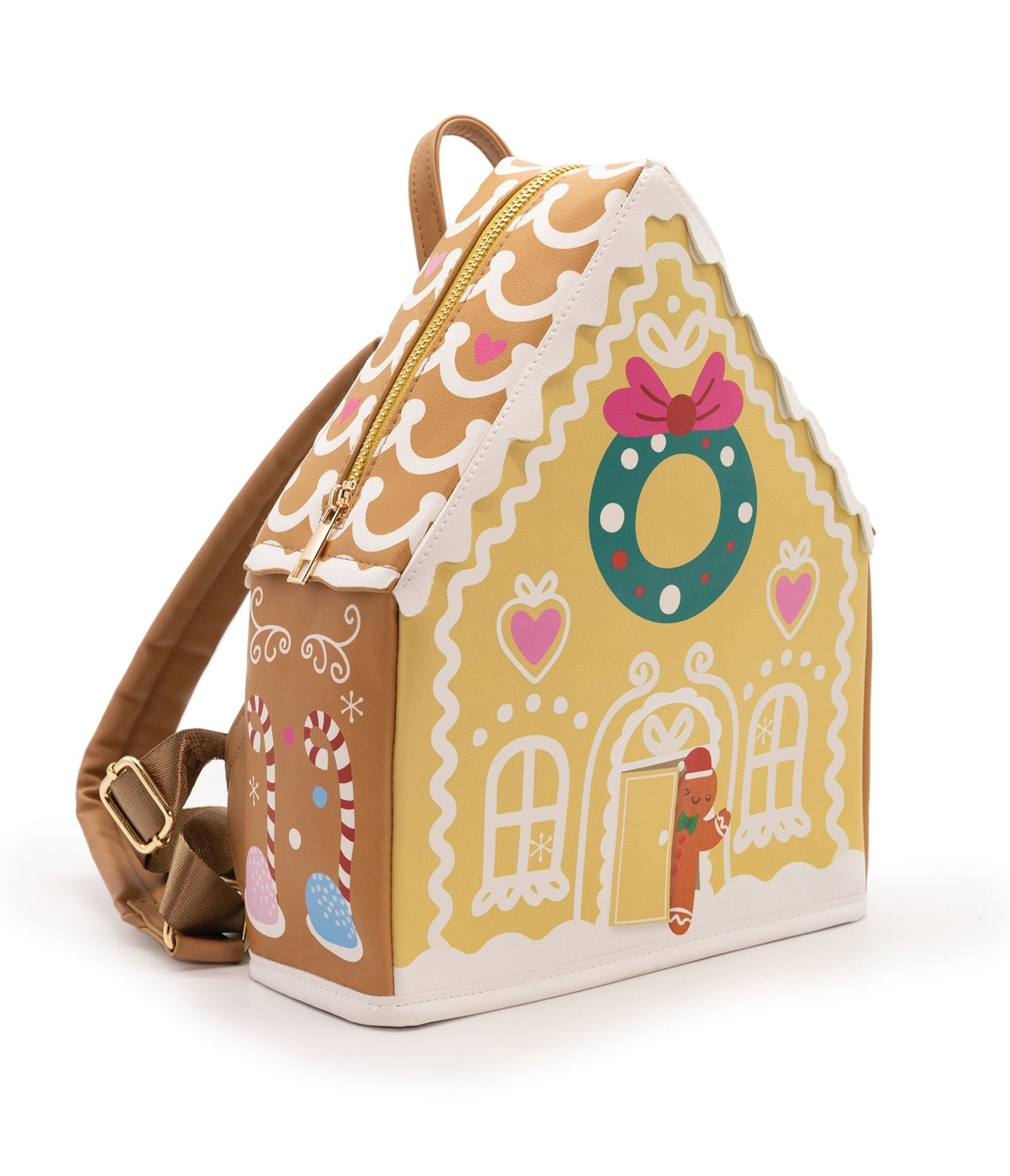 Glow-in-The-Dark Gingerbread House Backpack – Unique Vintage display picture 1