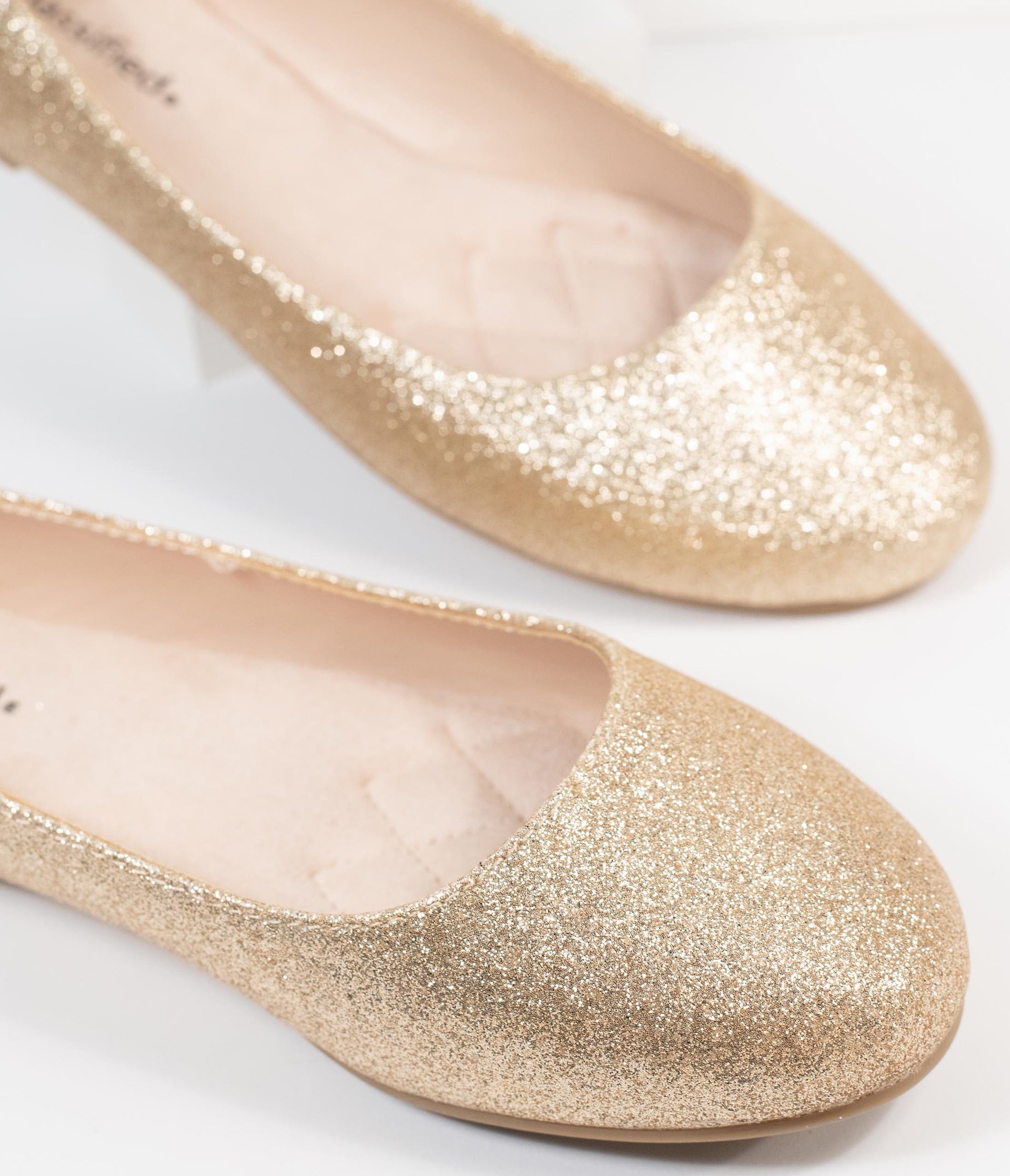 Golden Glitter Ballet Flats - Unique Vintage - Womens, SHOES, FLATS