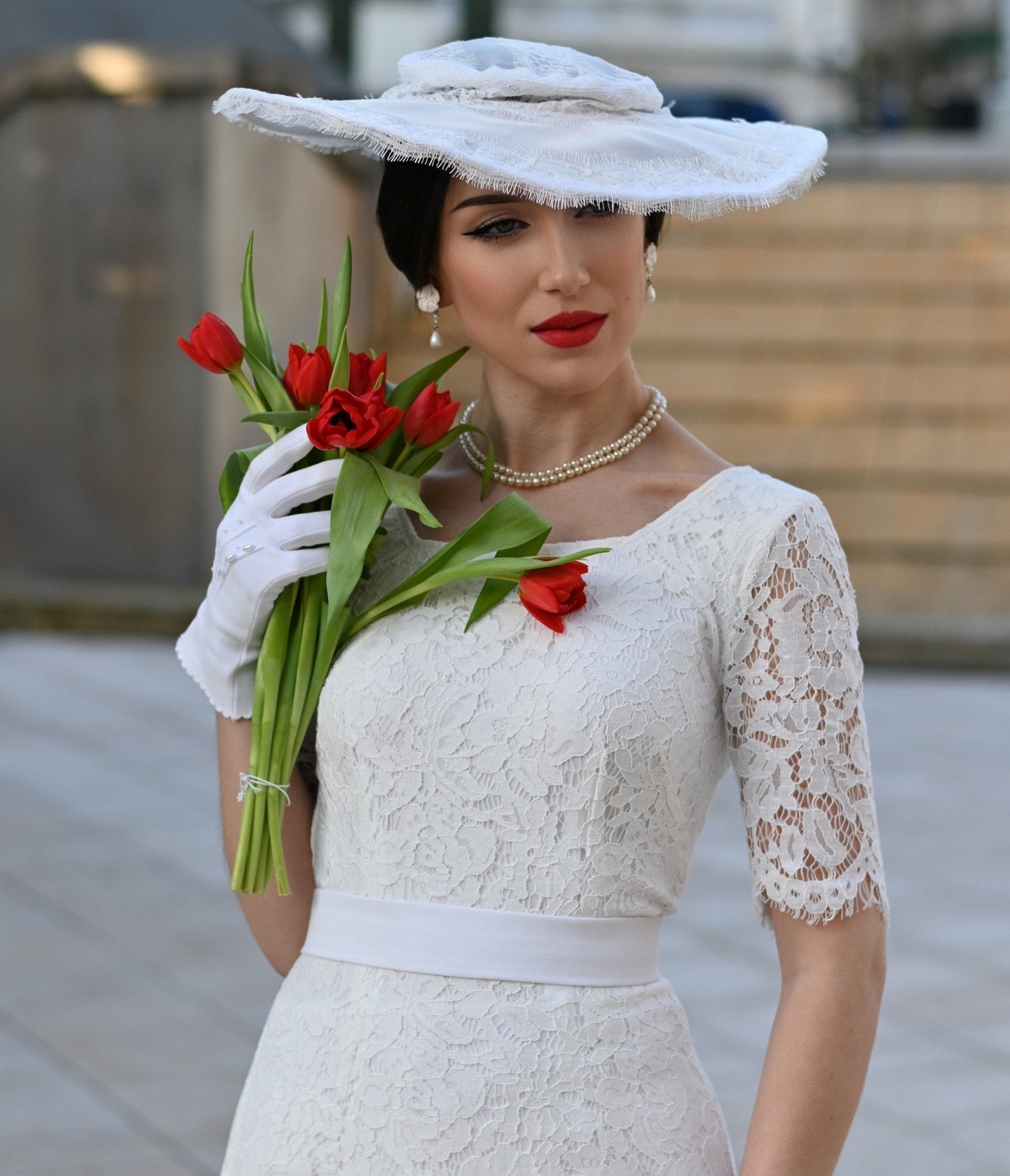 Heart My Closet 1950s White Lace Anna Dress - Unique Vintage - Womens, DRESSES, VINTAGE