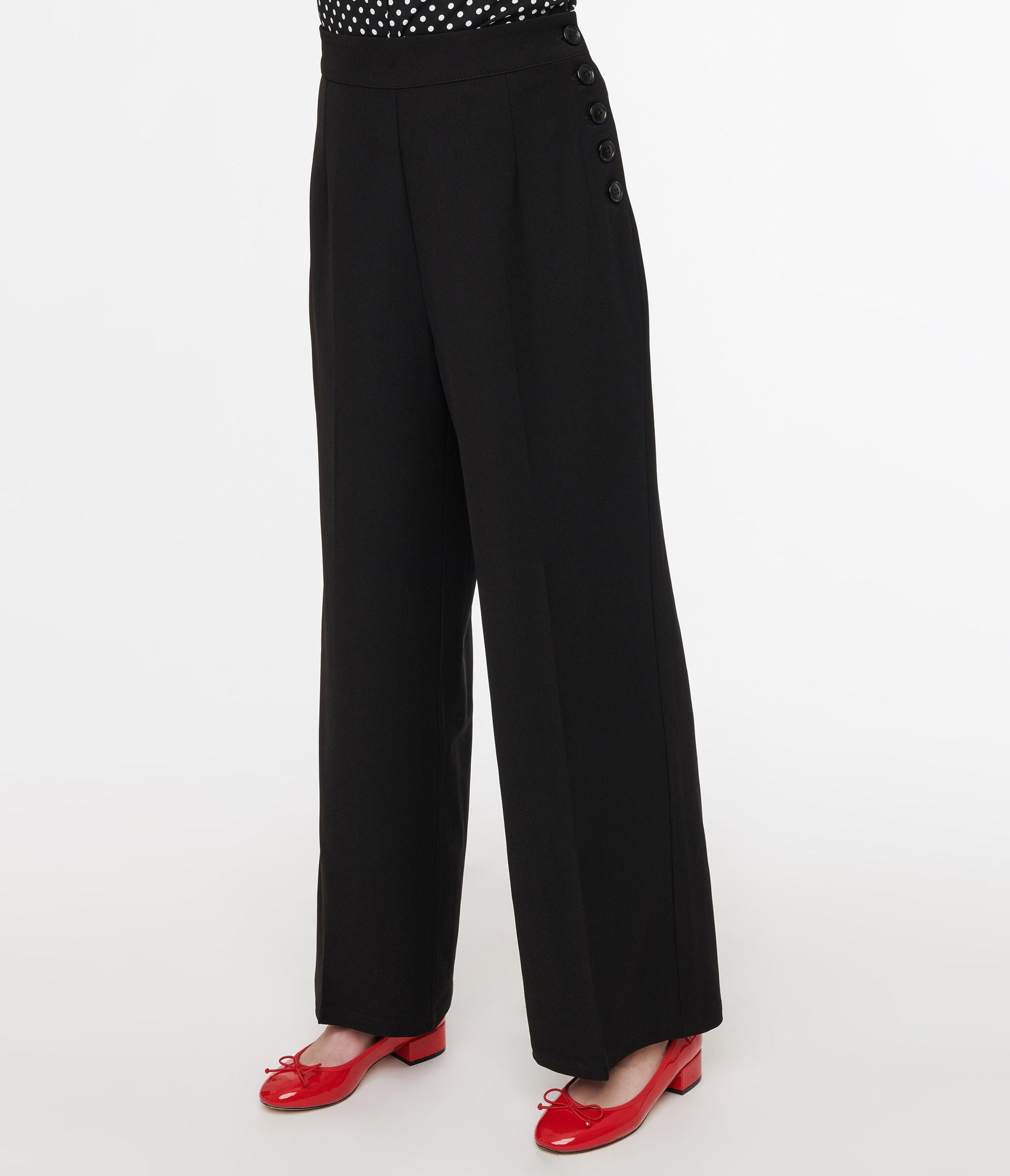 Hell Bunny 1940s Black Ginger Trousers - Unique Vintage - Womens, BOTTOMS, PANTS