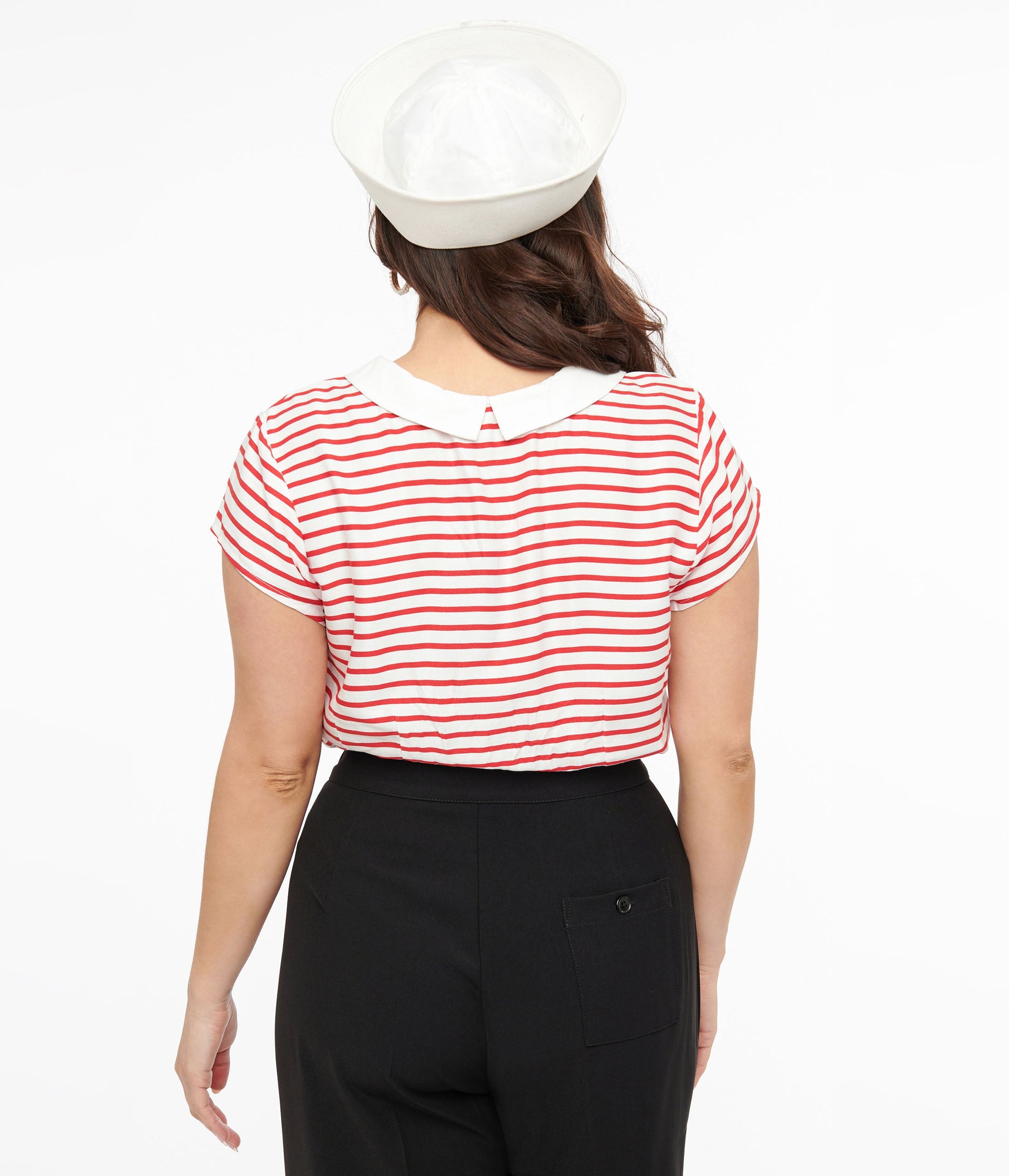 Hell Bunny 1940s Red & White Stripe Ahoy Blouse - Unique Vintage - Womens, TOPS, WOVEN TOPS