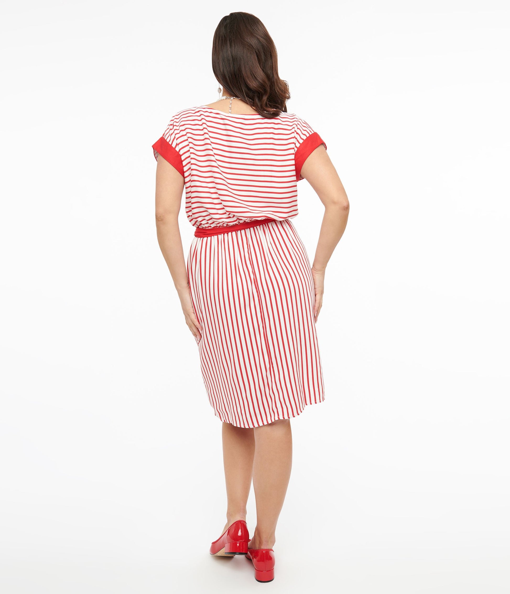 Hell Bunny 1940s Red & White Stripe Ahoy Dress - Unique Vintage - Womens, DRESSES, SHIFTS