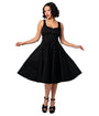 Hell Bunny Black Heidi Cotton Swing Dress