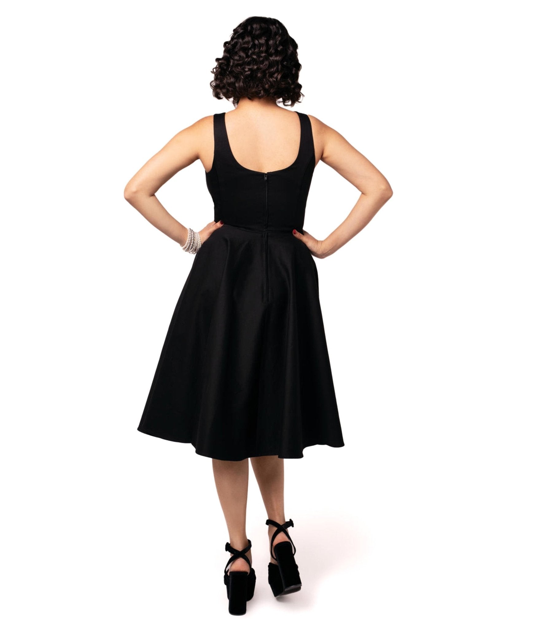 Hell Bunny Black Heidi Cotton Swing Dress - Unique Vintage - Womens, DRESSES, SWING