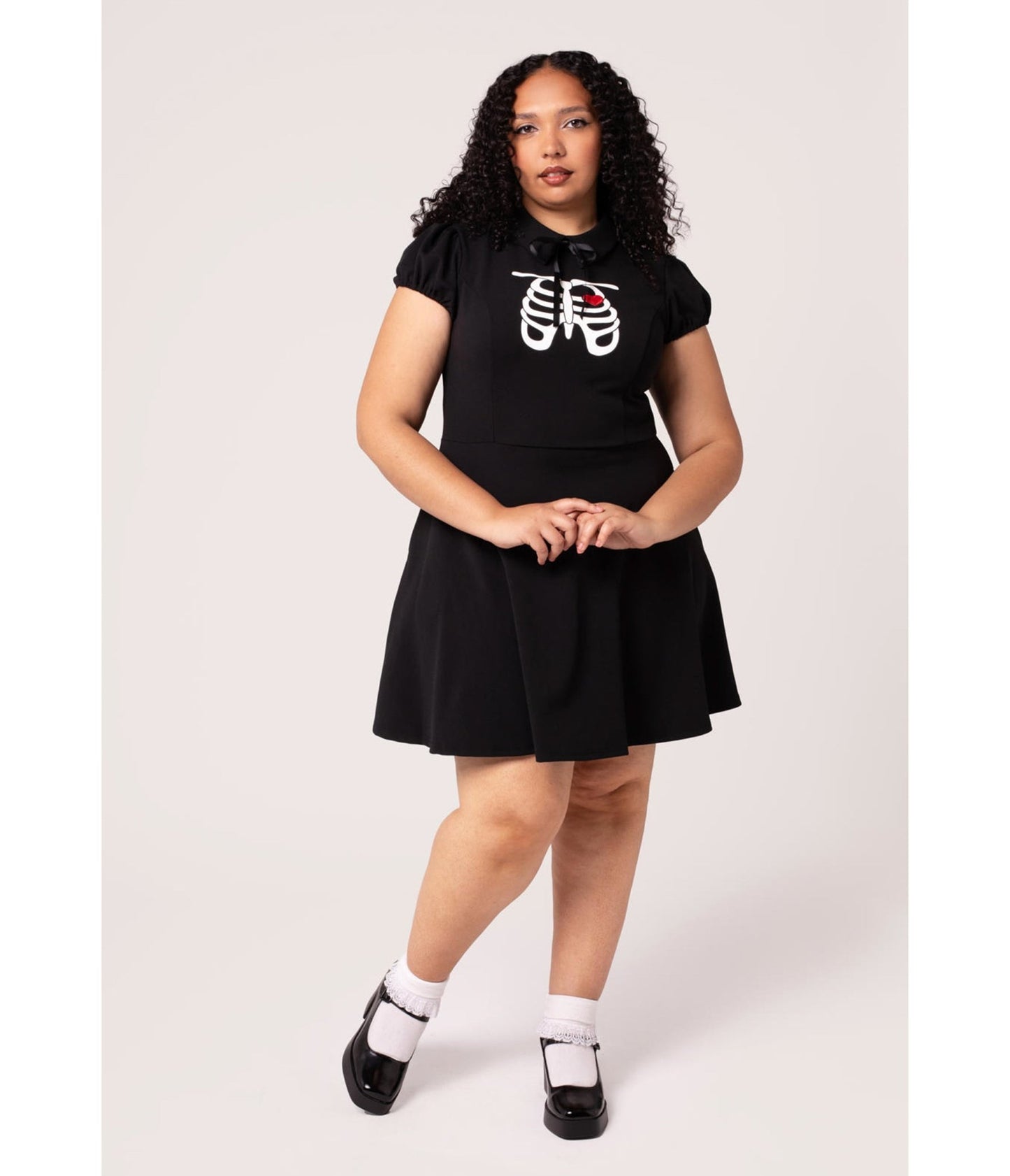 Hell Bunny Black Skeleton Girl Dress - Unique Vintage - Womens, DRESSES, FIT AND FLARE