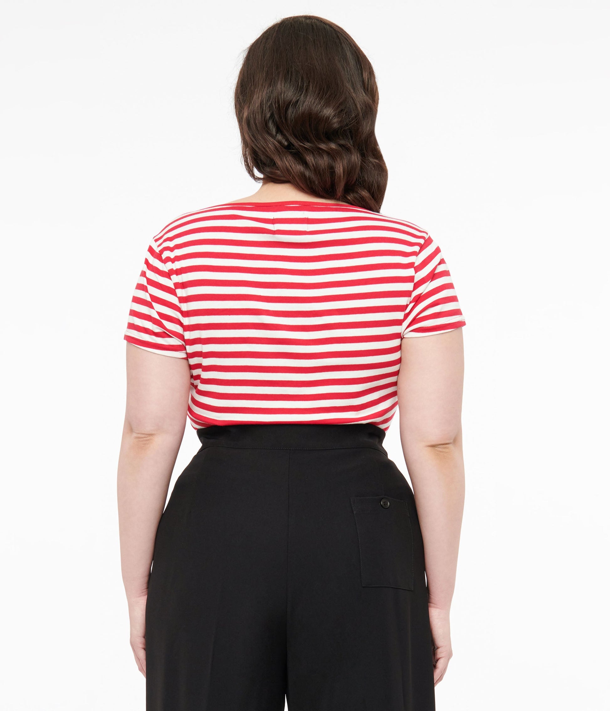 Hell Bunny Plus Size 1940s Red & White Stripe Cotton Kit Top - Unique Vintage - Womens, TOPS, WOVEN TOPS