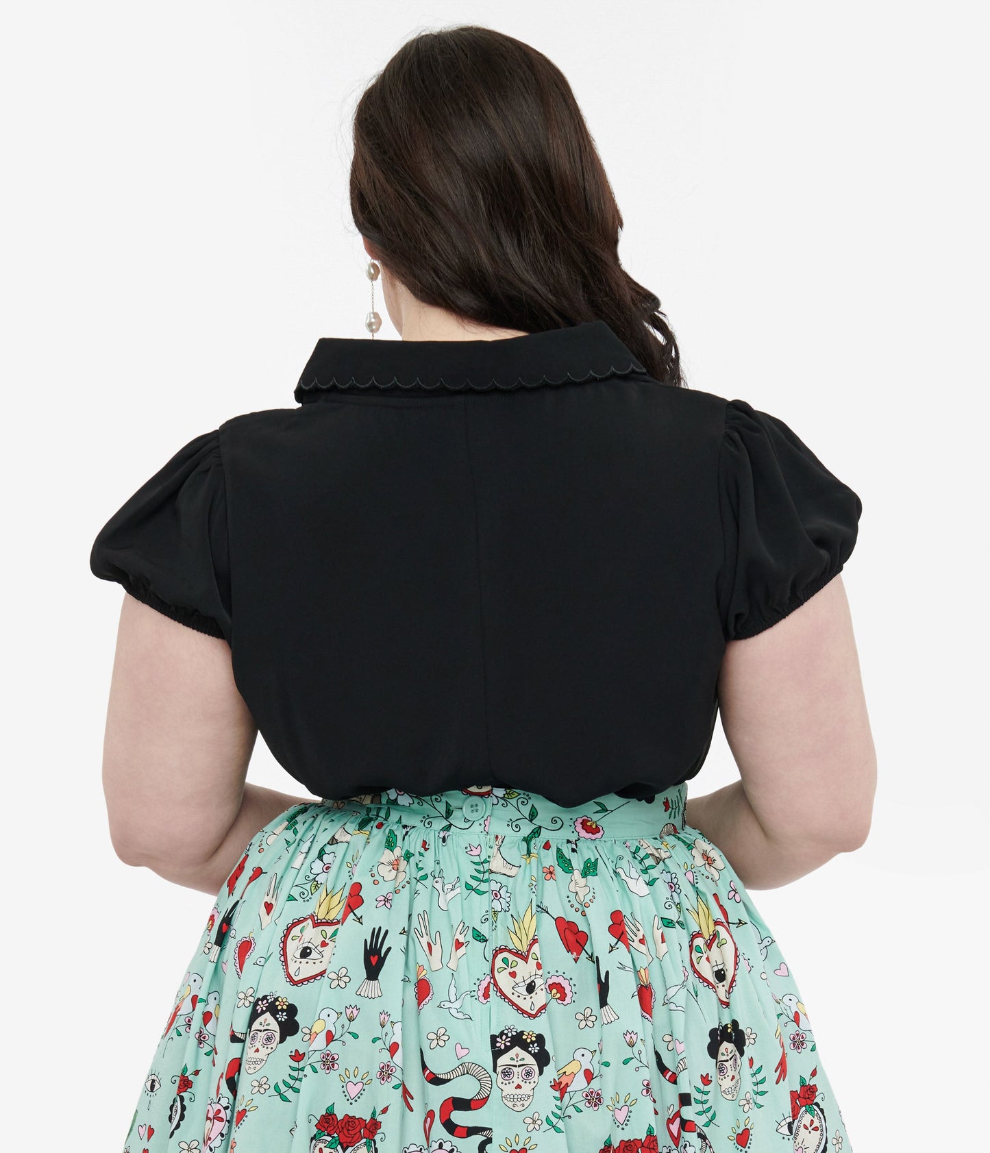 Hell Bunny Plus Size 1950s Black Maddy Blouse - Unique Vintage - Womens, TOPS, WOVEN TOPS