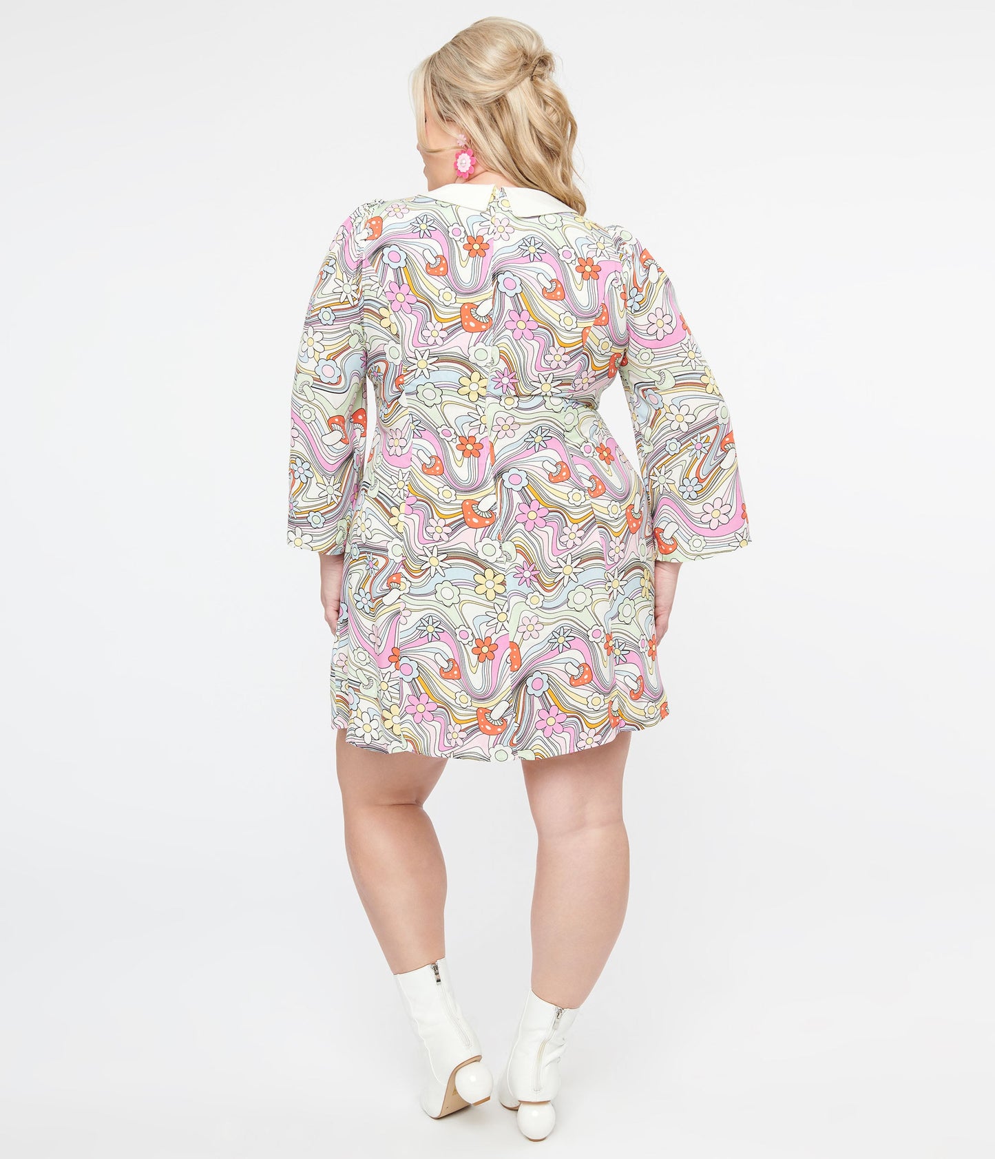 Hell Bunny Plus Size 1960s Pastel Rainbow Hazy Daze Floral Shift Dress - Unique Vintage - Womens, DRESSES, SHIFTS