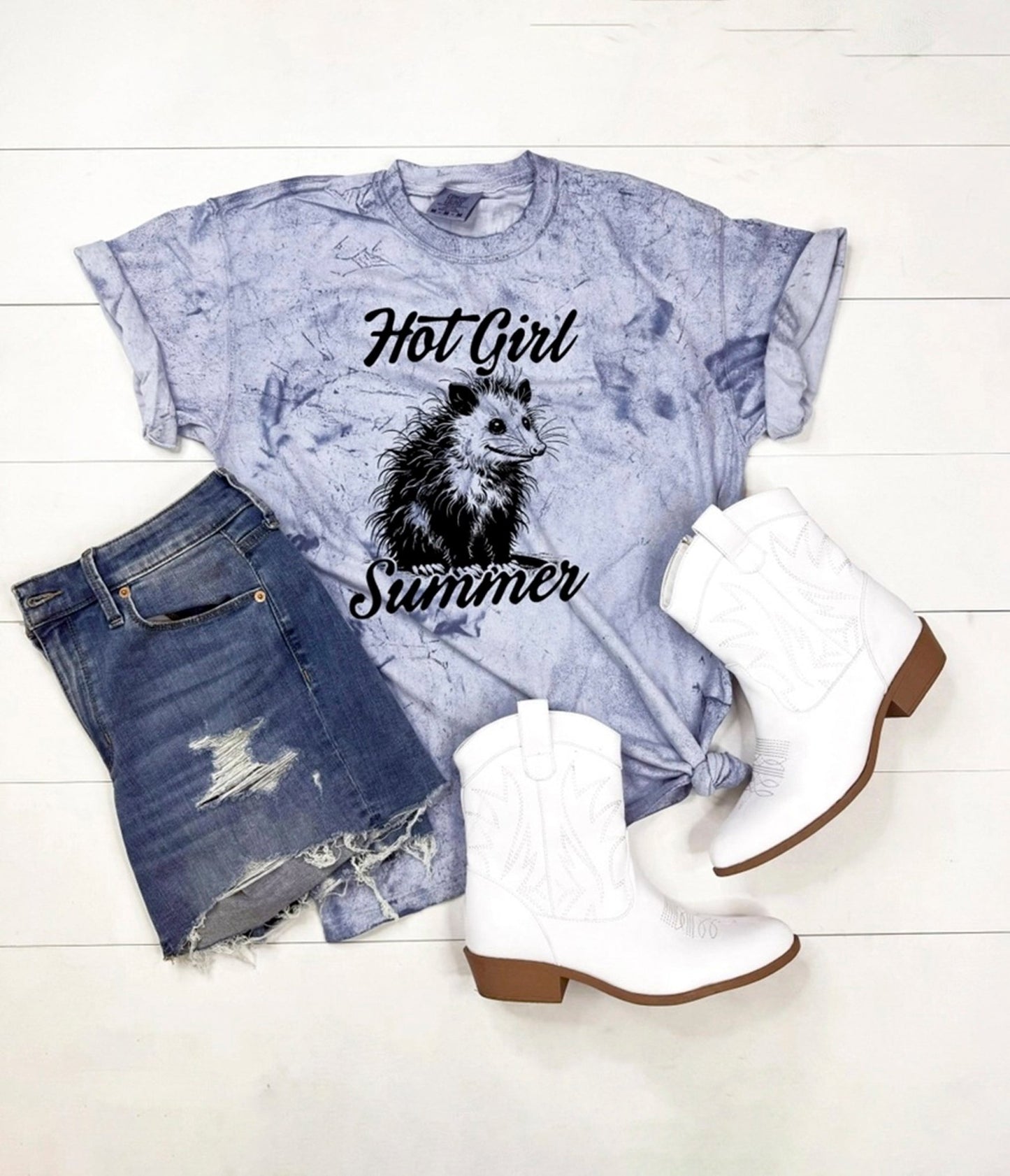 Hot Girl Summer Opossum Unisex Graphic Tee - Unique Vintage - Womens, TOPS, TEES