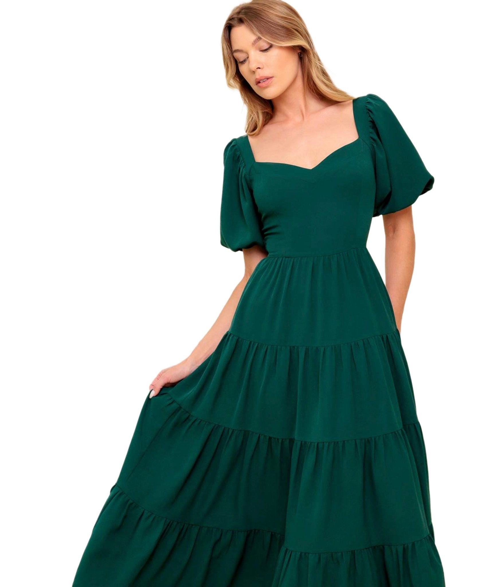 Hunter Green Ready When You Are Woven Midi Dress - Unique Vintage - Womens, DRESSES, MIDI