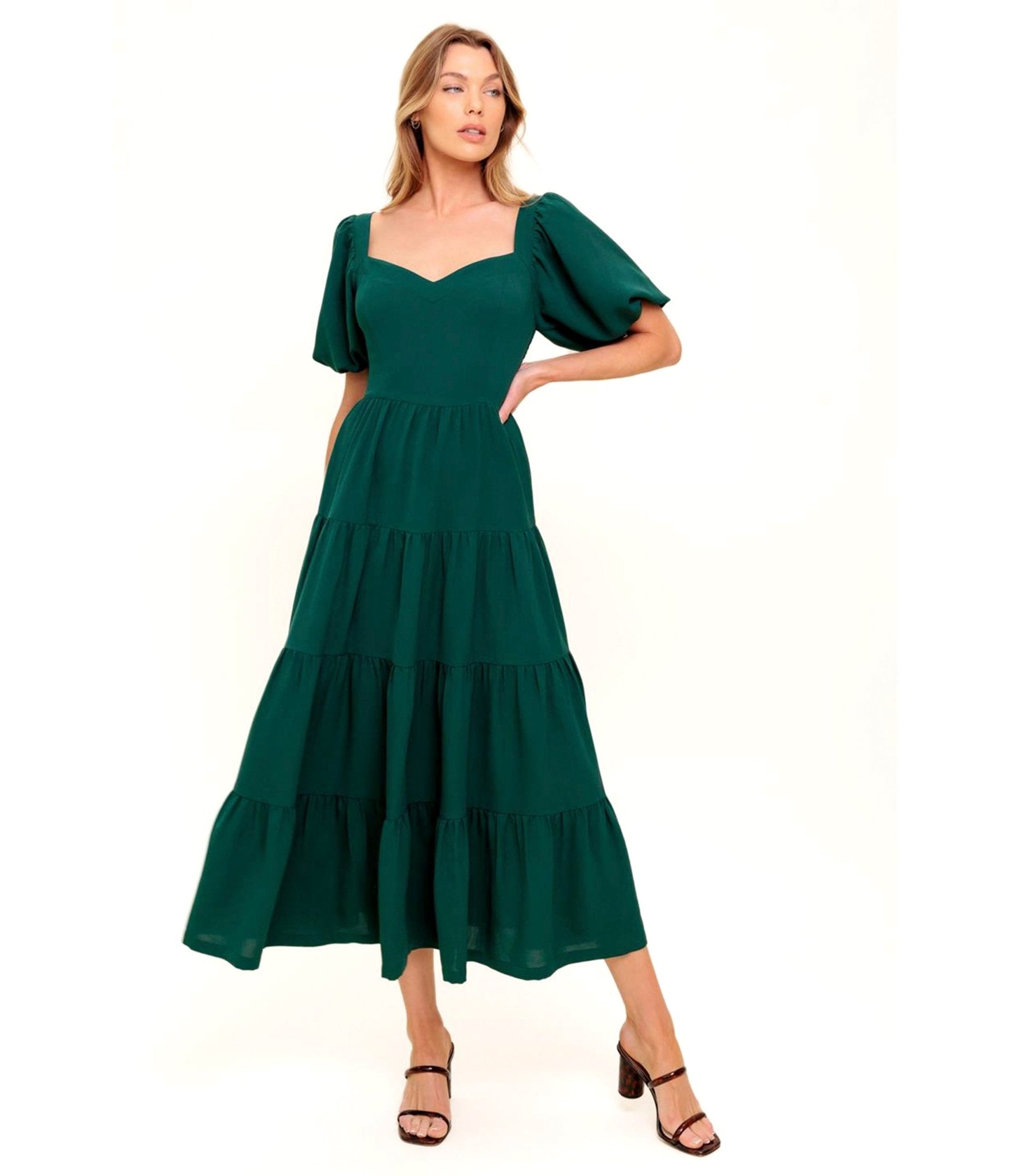 Hunter Green Ready When You Are Woven Midi Dress - Unique Vintage - Womens, DRESSES, MIDI
