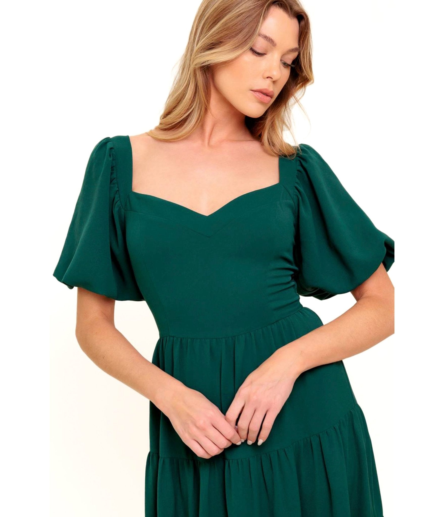 Hunter Green Ready When You Are Woven Midi Dress - Unique Vintage - Womens, DRESSES, MIDI