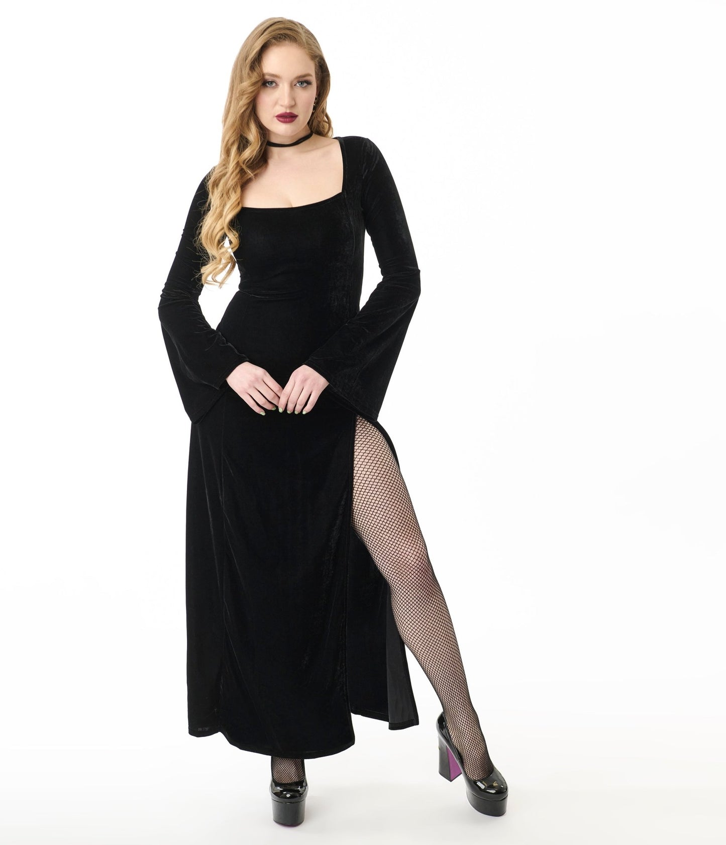 Killstar Black Velvet Morvessa Maxi Dress - Unique Vintage - Womens, DRESSES, MAXI