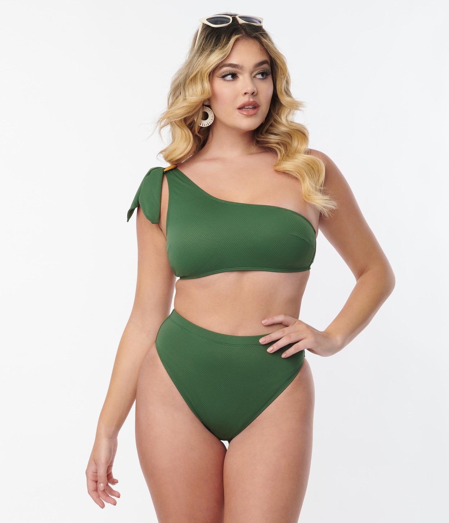 Kingdom & State Green Texture Swim Bottoms - Unique Vintage - Womens, SWIM, BOTTOM