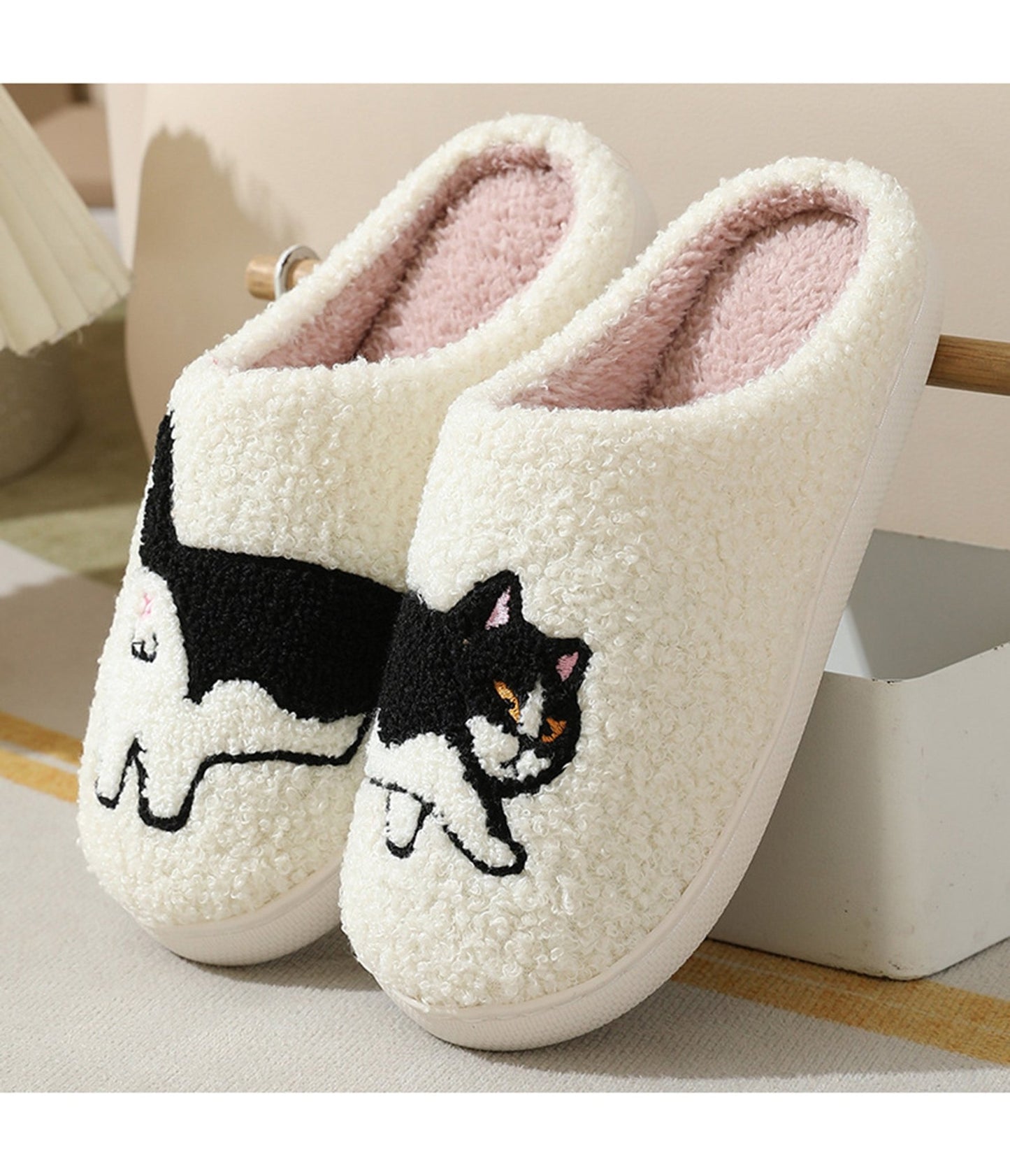 Kitten Cotton Slippers - Unique Vintage - Womens, SHOES, LOAFERS