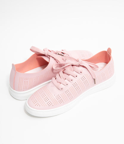 Light Pink Perforated Sneakers - Unique Vintage - Womens, SHOES, SNEAKERS