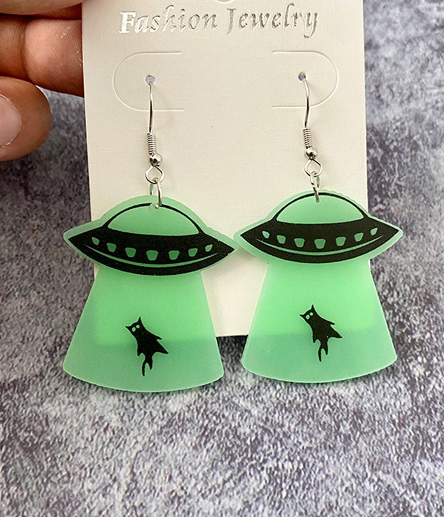 Luminous UFO Cat Abduction Earrings - Unique Vintage - Womens, ACCESSORIES, JEWELRY
