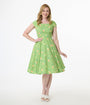 Magnolia Place Green Avocado Print Anna Cotton Swing Dress