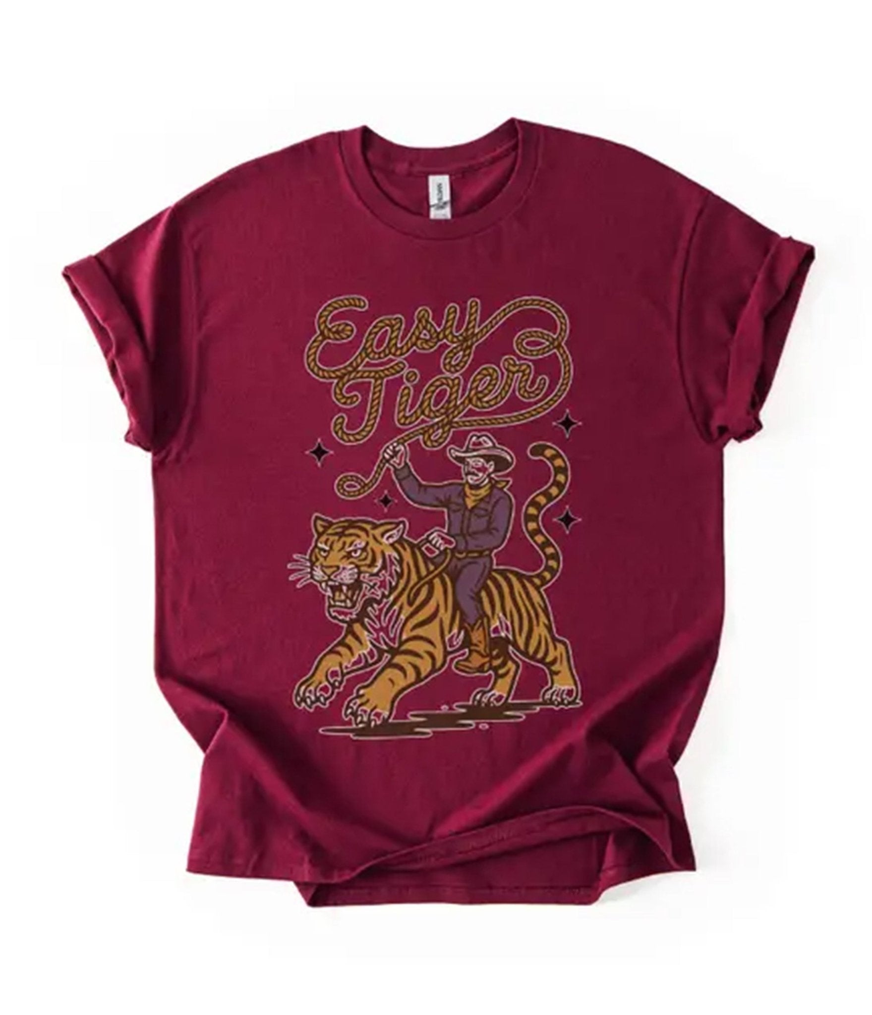 Maroon Easy Tiger Graphic Tee – Unique Vintage