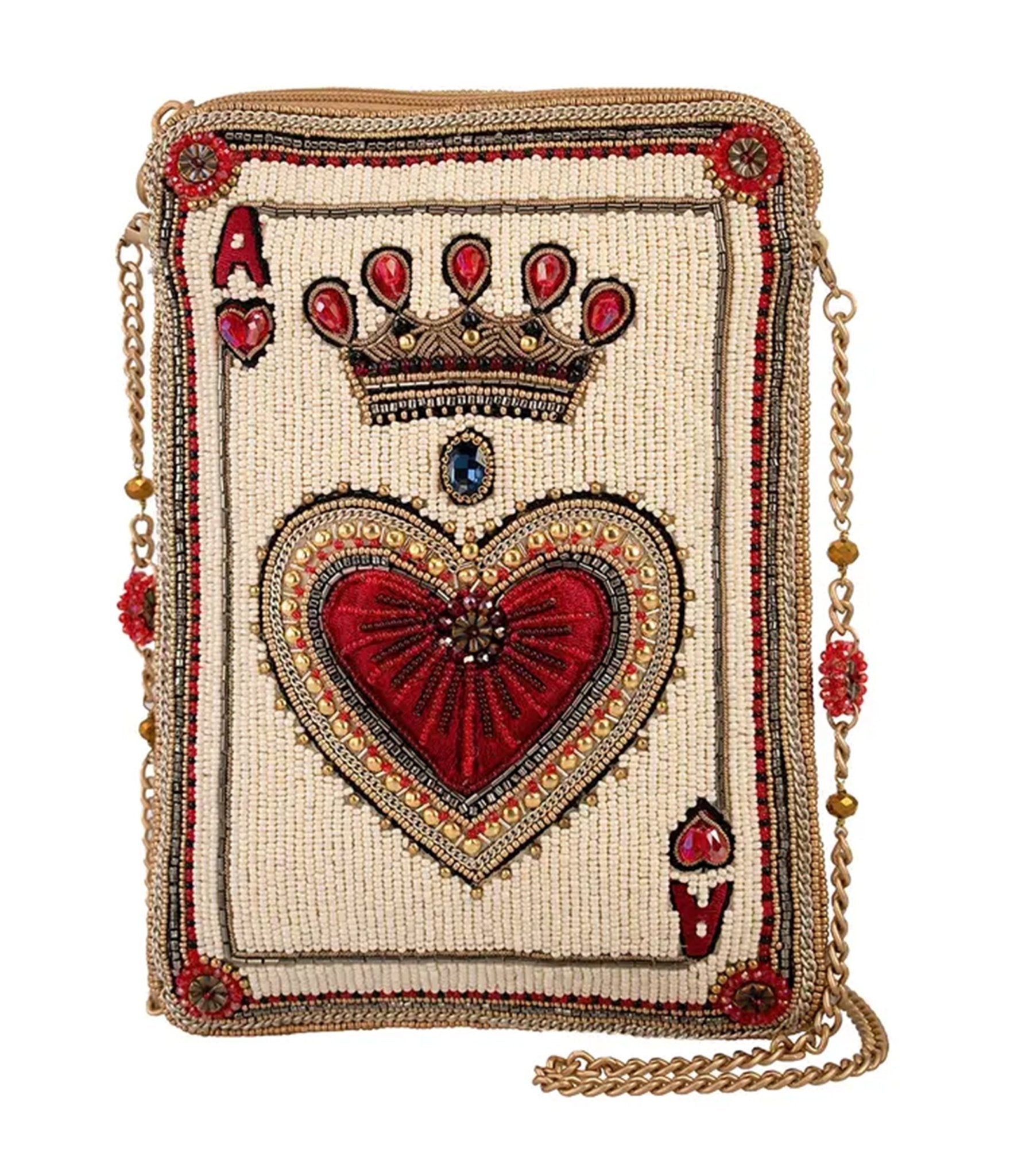 Mary Frances High Court Beaded Crowned Heart Crossbody Bag